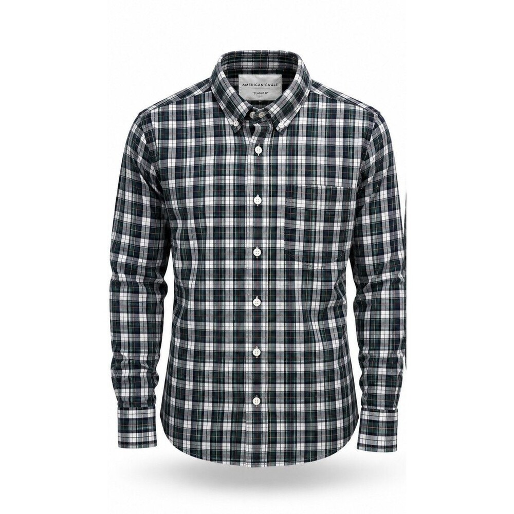 American Eagle Plaid Shirt Men L Classic Fit Cotton